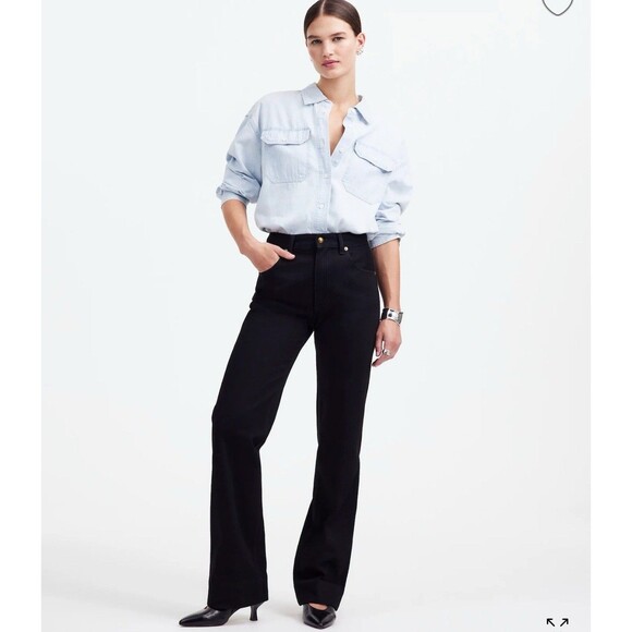 Madewell The Alexa Dream Jean Women's 29 Black Straight High Rise Relaxed $139 - Picture 1 of 11